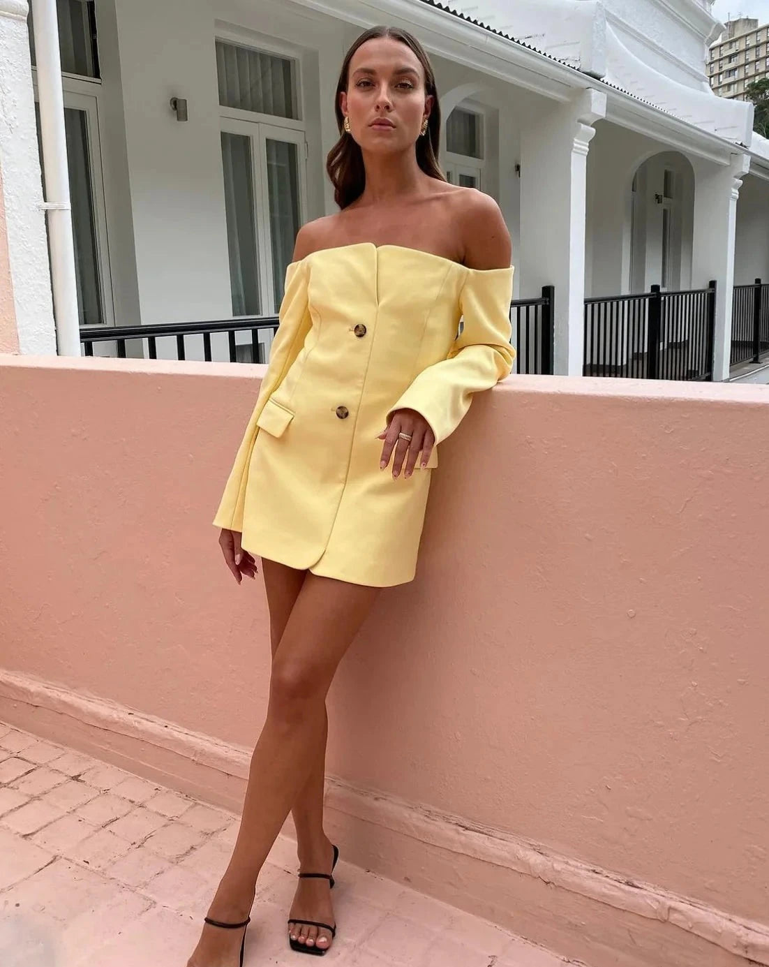 sandrine mini dress Sir The Label Sandrine Tailored Mini Dress in Chocolate The Closet Collective Hire