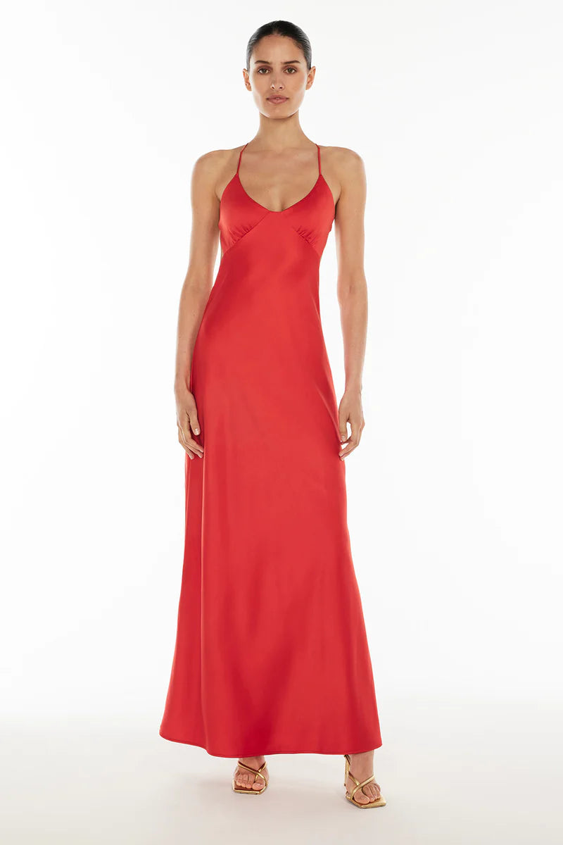 Saturation point slip dress red