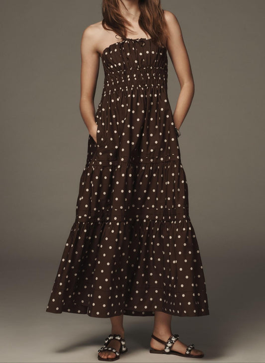 Somerset maxi dress brown polka dot