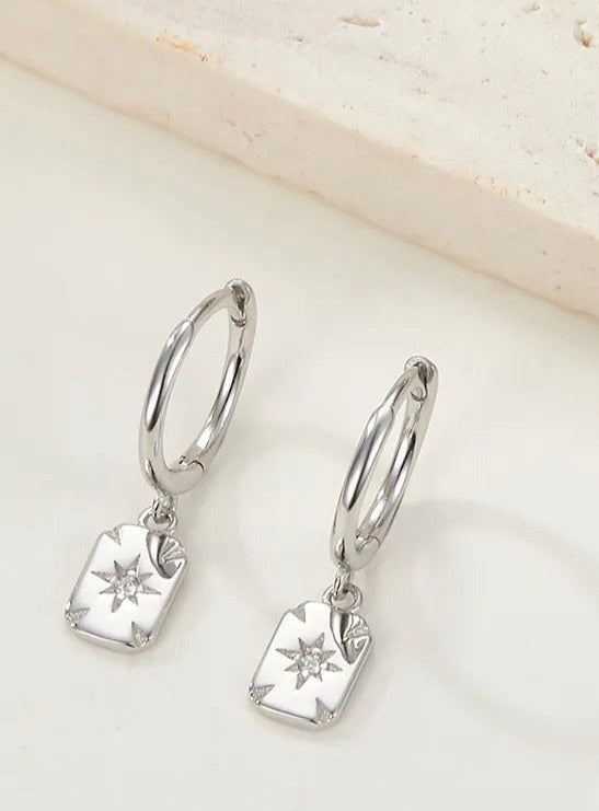 Mini square chip earrings - silver
