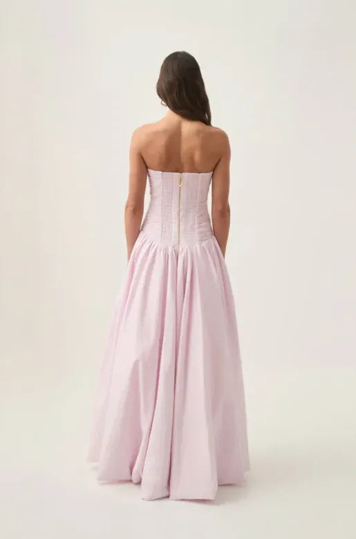 Violette bubble hem maxi dress pastel pink