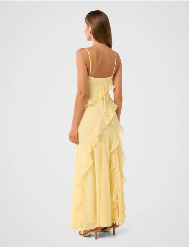 Poppy ruffle gown light banana