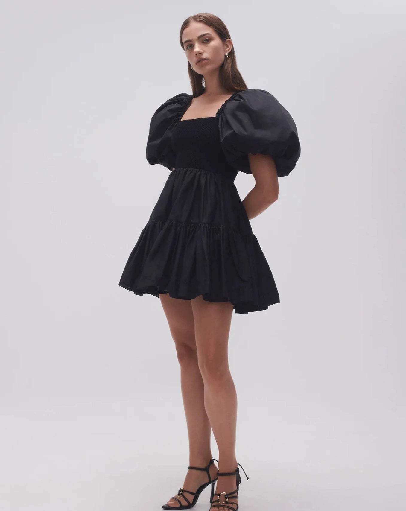 Casa puff sleeve mini dress black