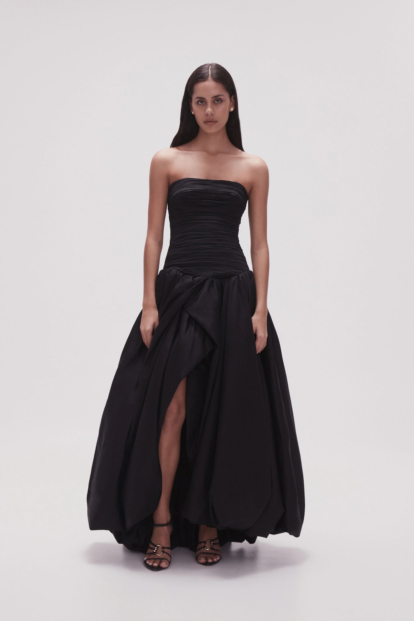 Violette bubble hem maxi dress black