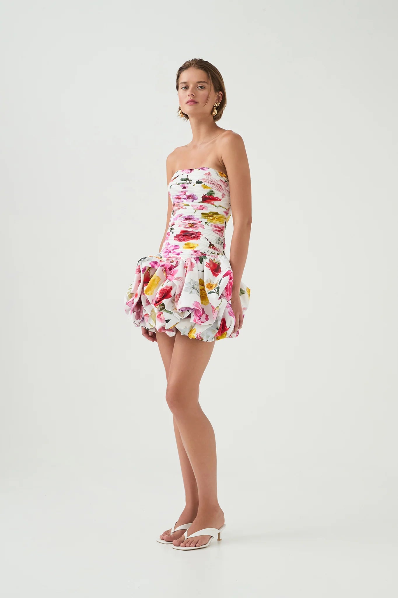 Violette bubble hem mini dress collage floral