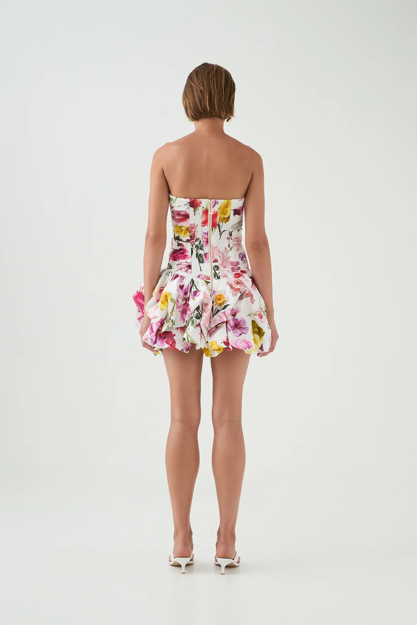 Violette bubble hem mini dress collage floral