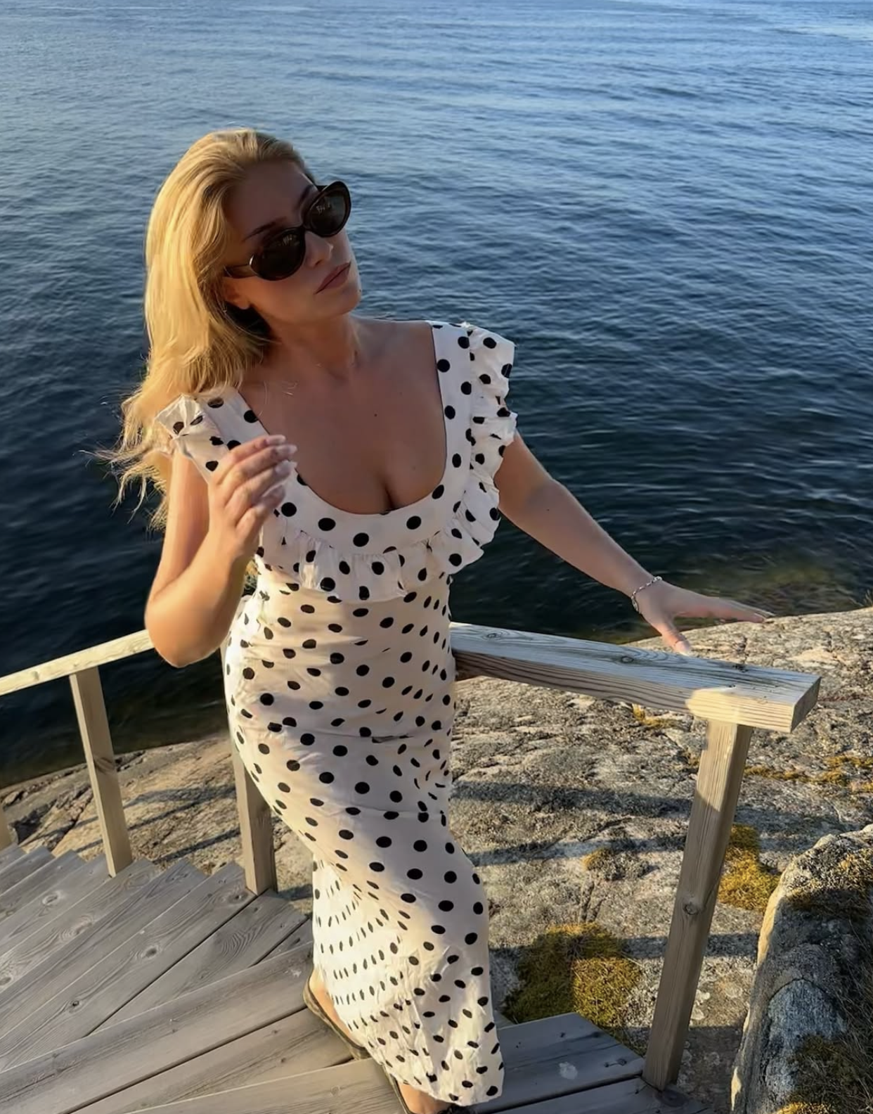Luna polka dot dress white/black