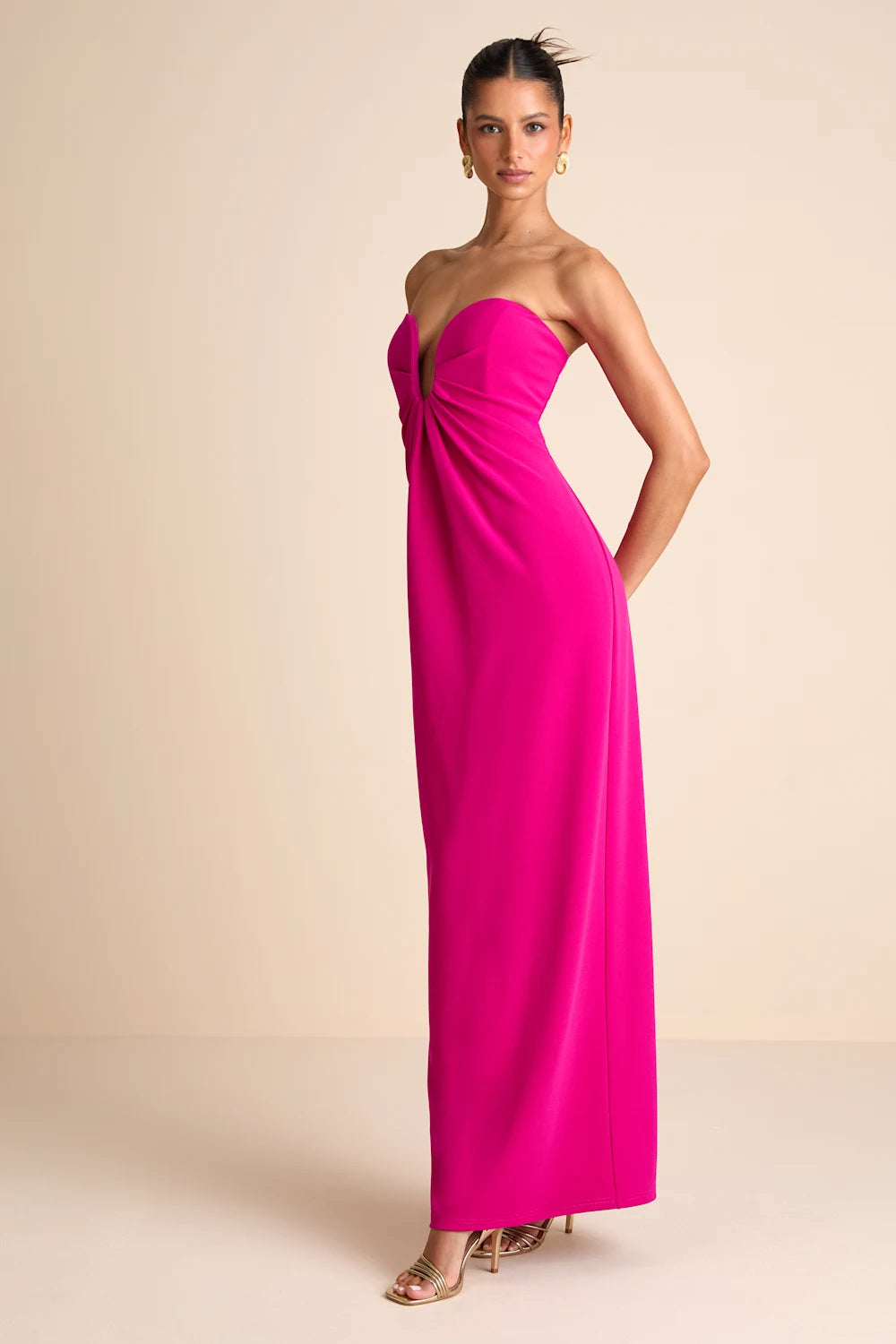 Thula Magenta Cutout U-Bar Column Maxi Dress