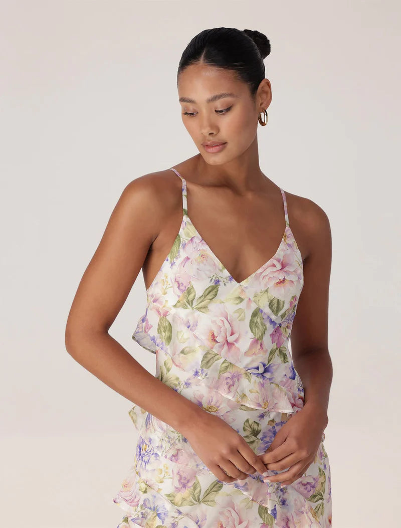 Poppy ruffle gown lilac colvin floral