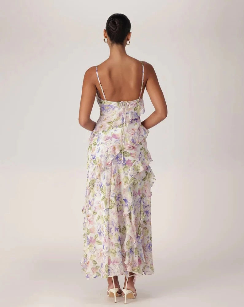 Poppy ruffle gown lilac colvin floral
