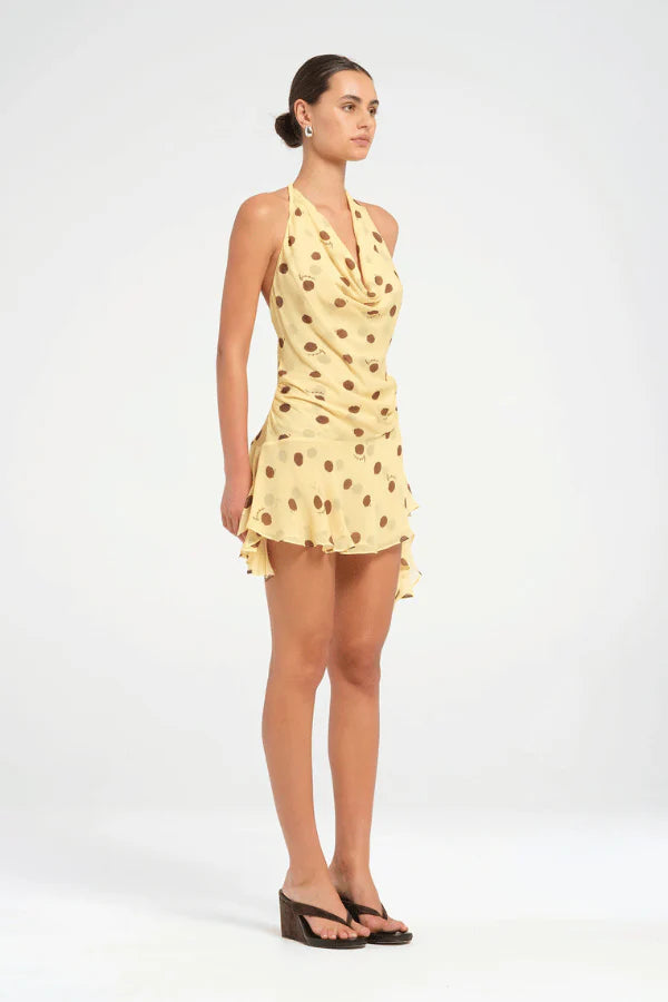 Harlow polka halter dress butter spot