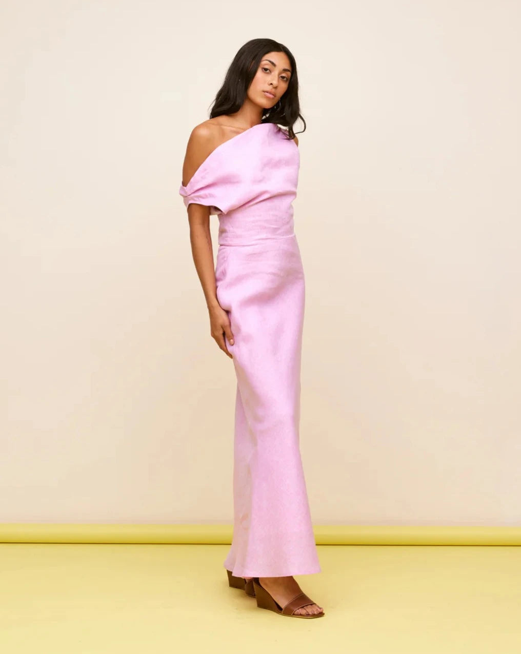 Melon linen maxi dress