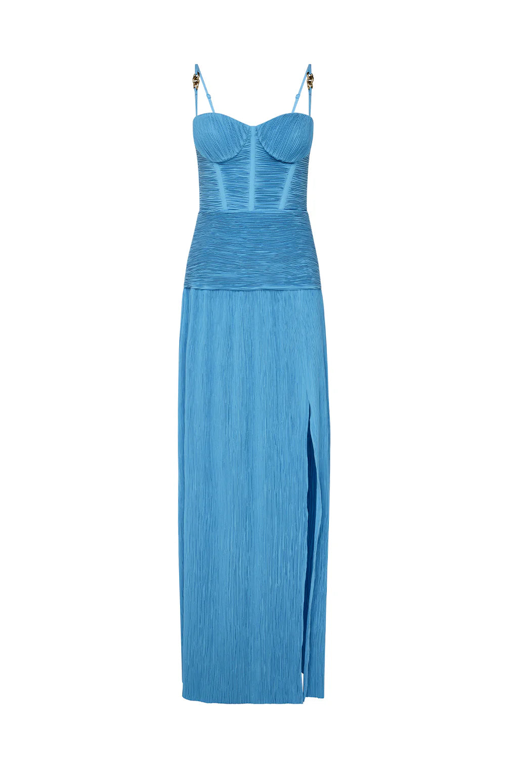 Double time pleat dress cerulean blue