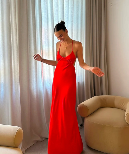 Saturation point slip dress red