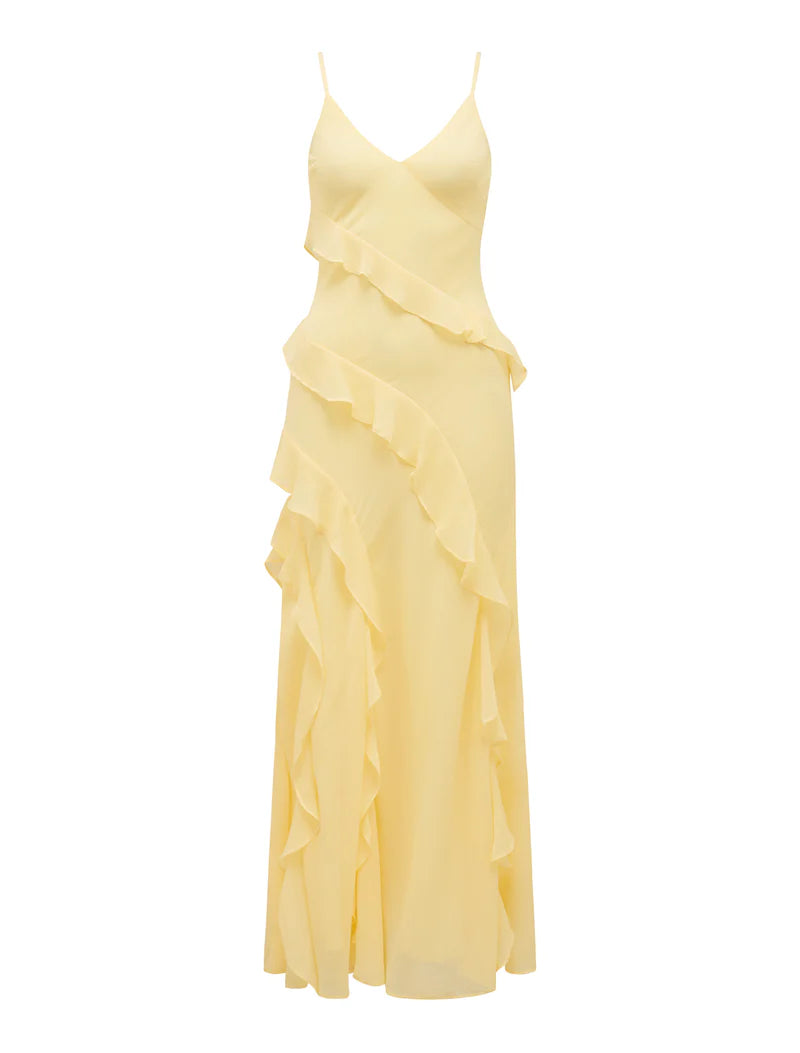 Poppy ruffle gown light banana