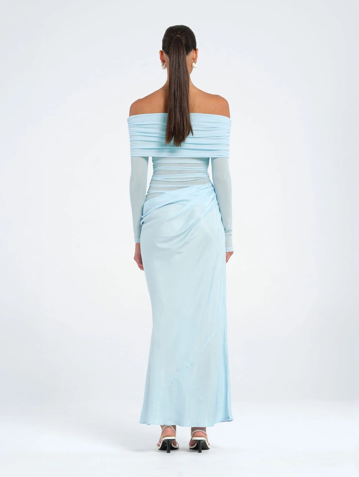 Yasmin off shoulder maxi dress baby blue