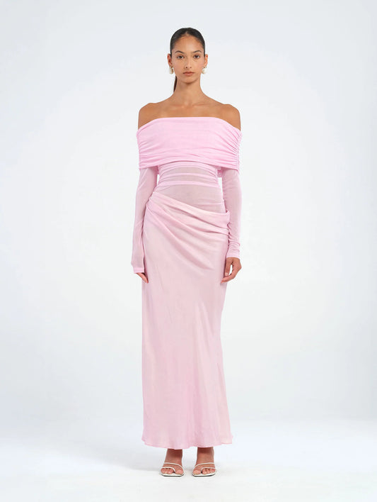 Yasmin off shoulder maxi dress pink