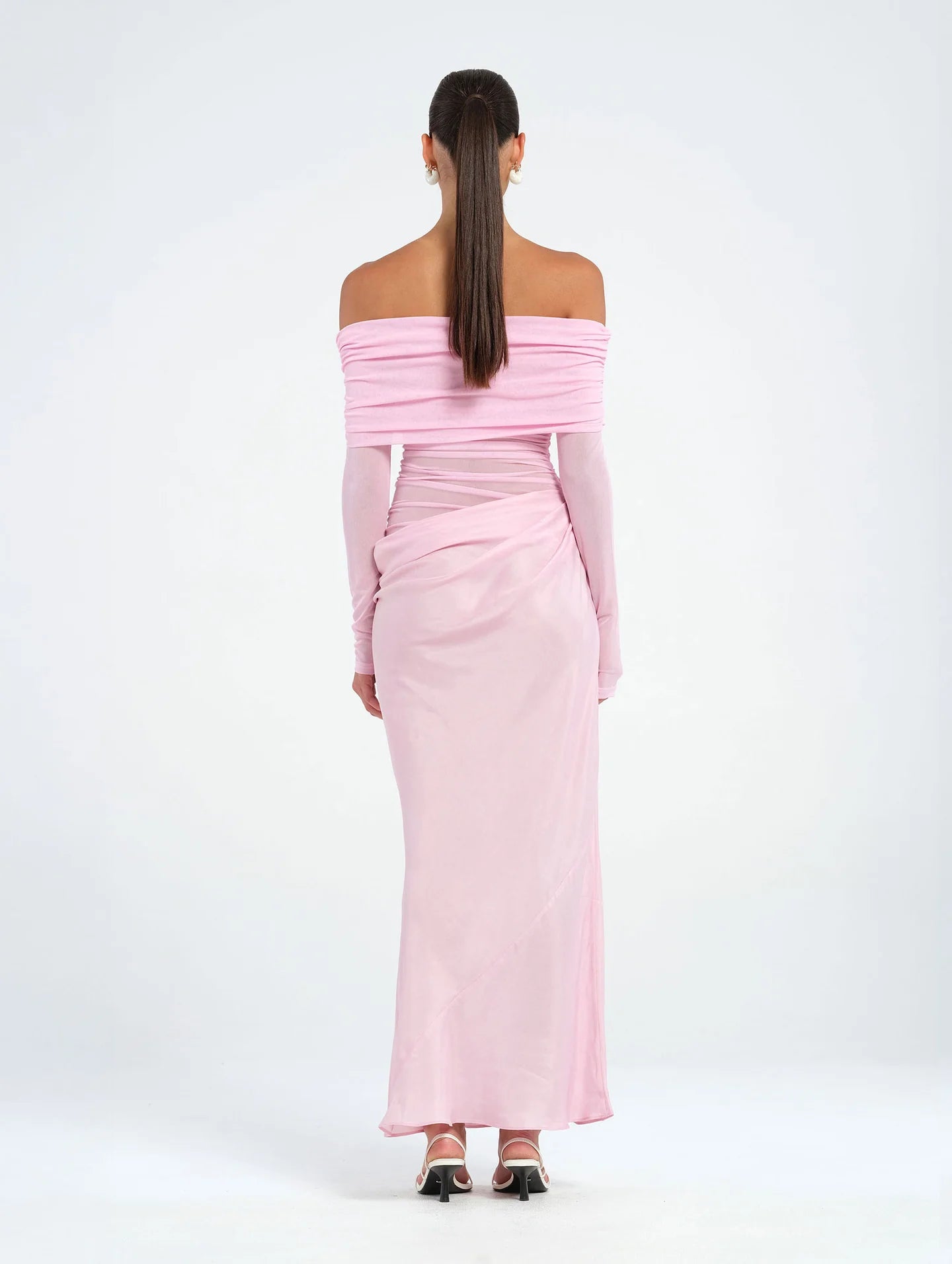 Yasmin off shoulder maxi dress pink