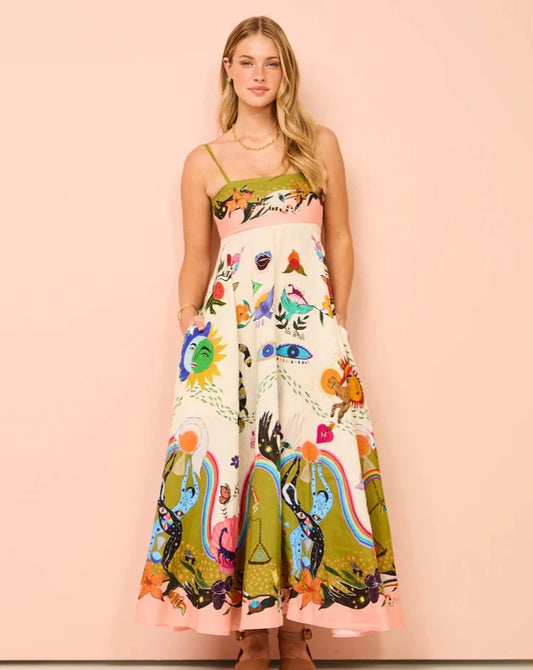 Evergreen sundress in multi