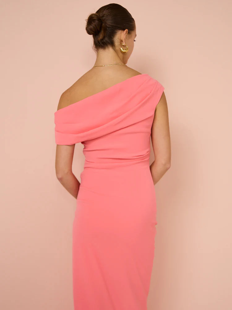 Alexis Off Shoulder Gown in Watermelon