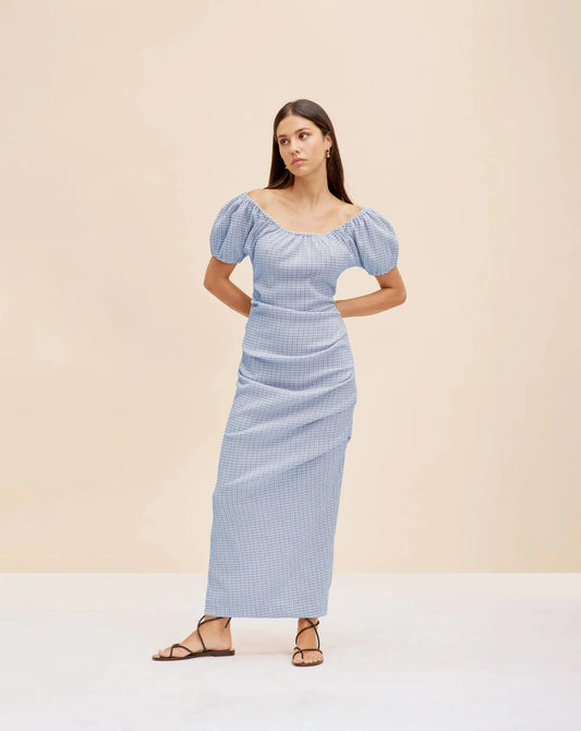 Delphi dress blue gingham