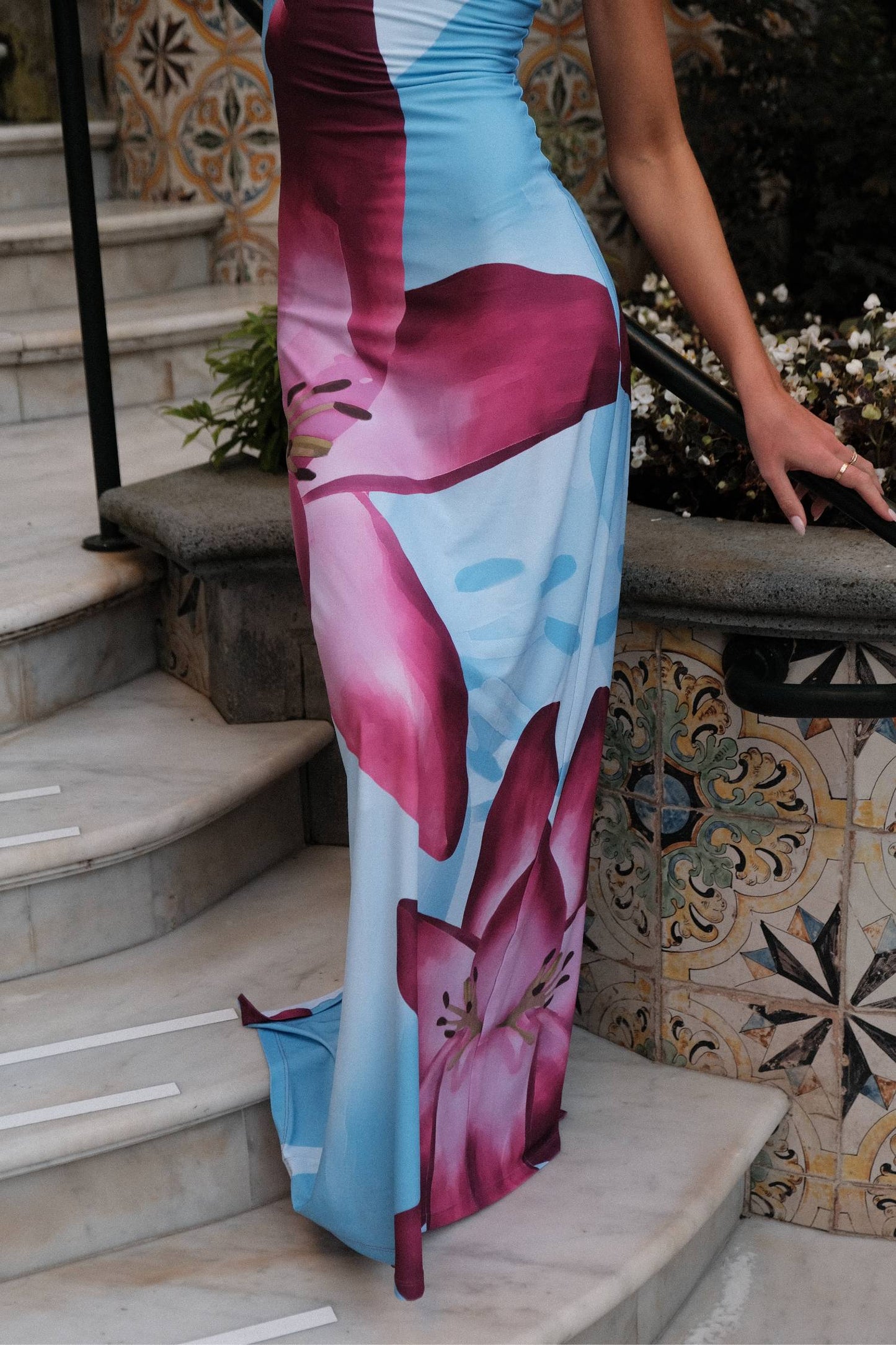 Sky lily floral slip dress