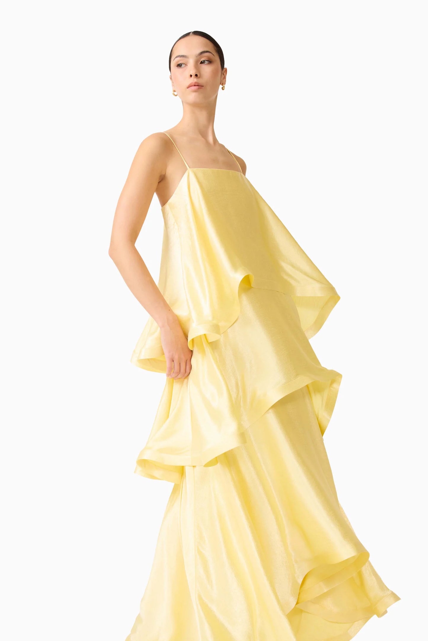 Tilly Tiered Maxi Dress in Butter Yellow
