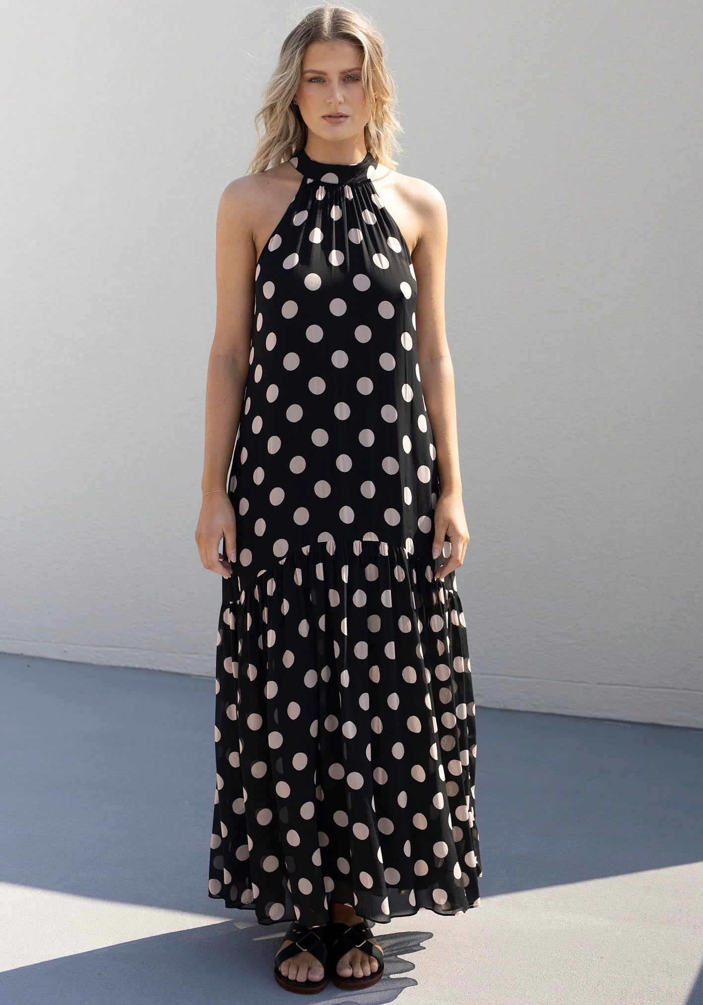 Evertime Polka Dot Halter Maxi Dress
