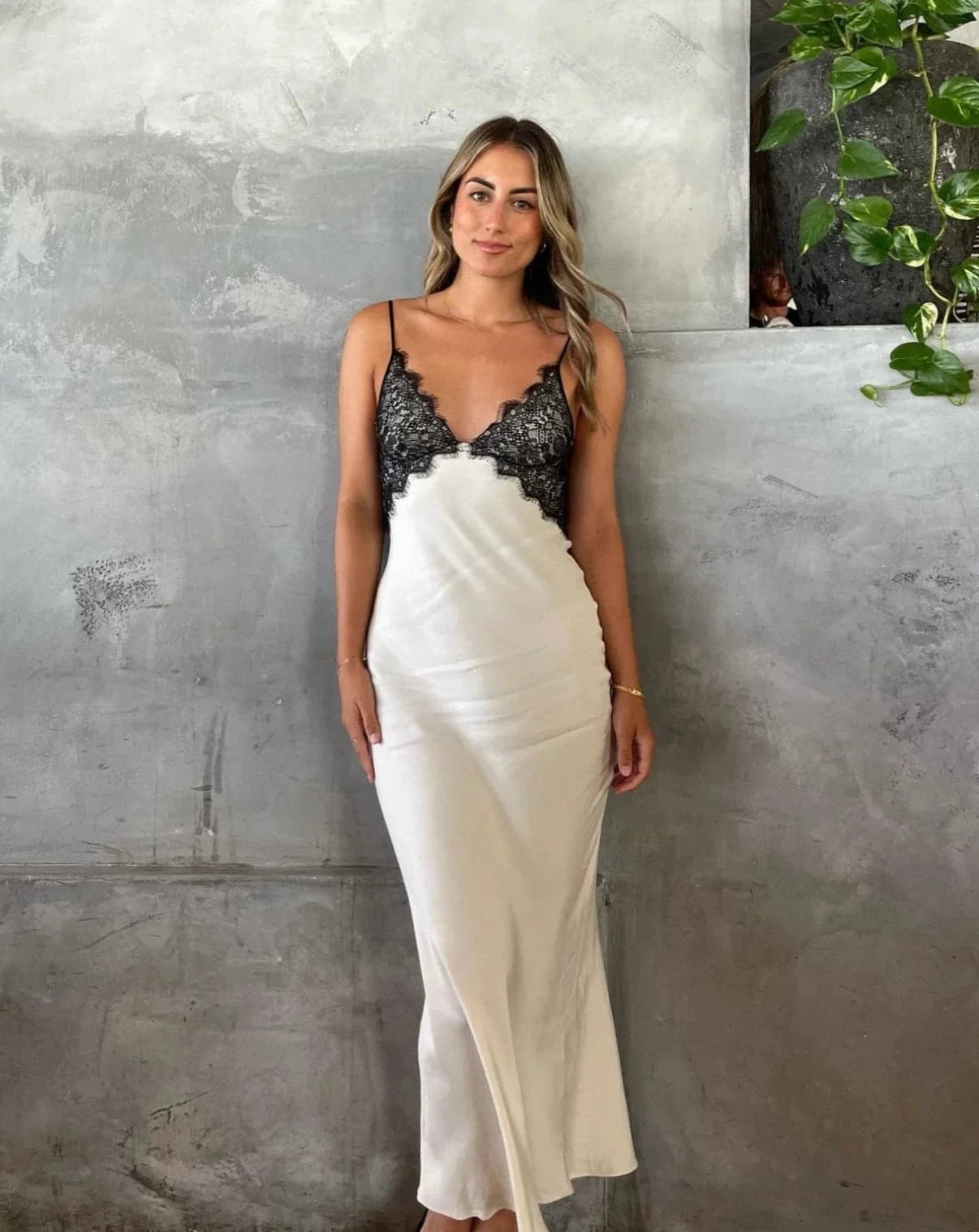 Ivory lace maxi dress shop
