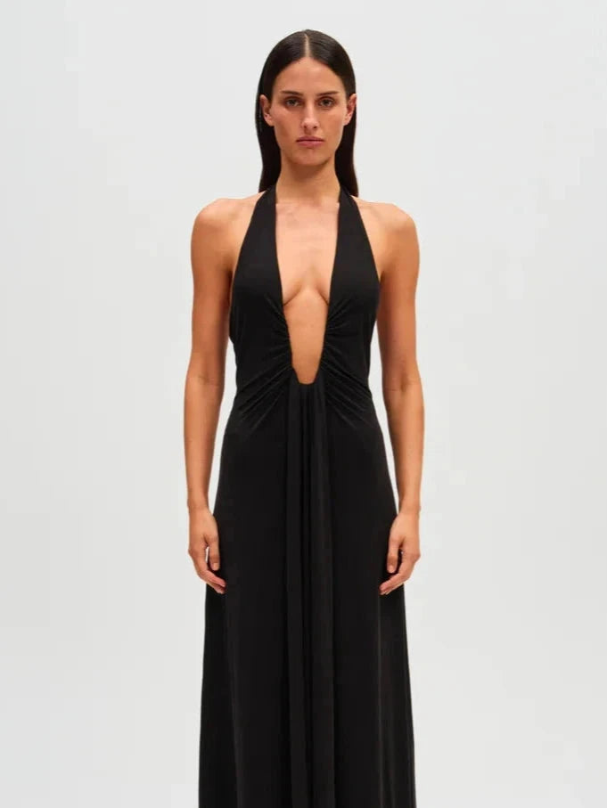Jennifer Cupro maxi dress black