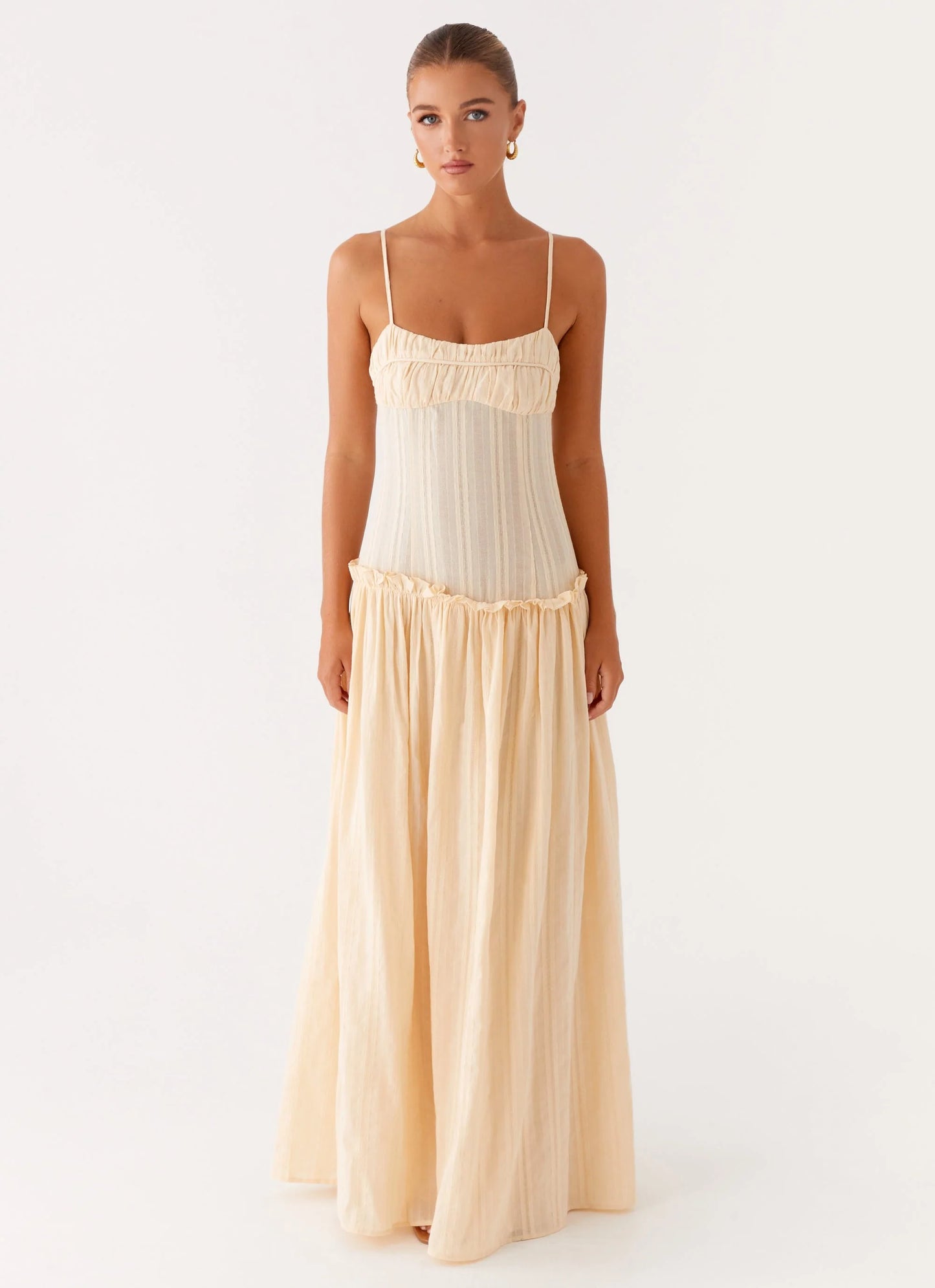 Jacinda drop waist maxi dress cream