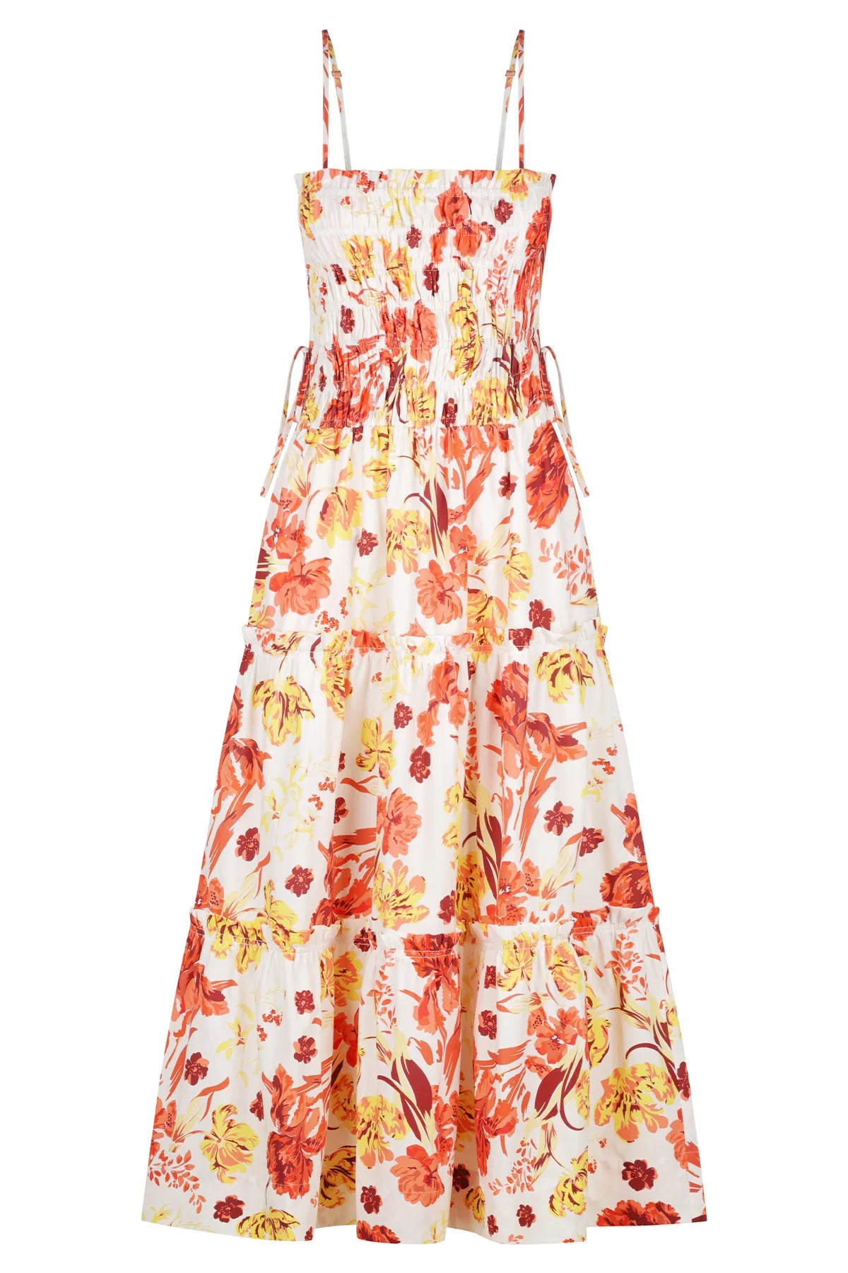 Kalani Shirred Tiered Midi Dress