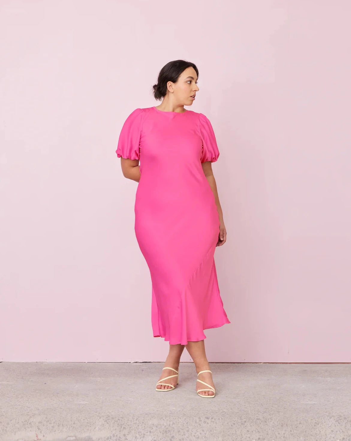 Kendall satin dress hot pink