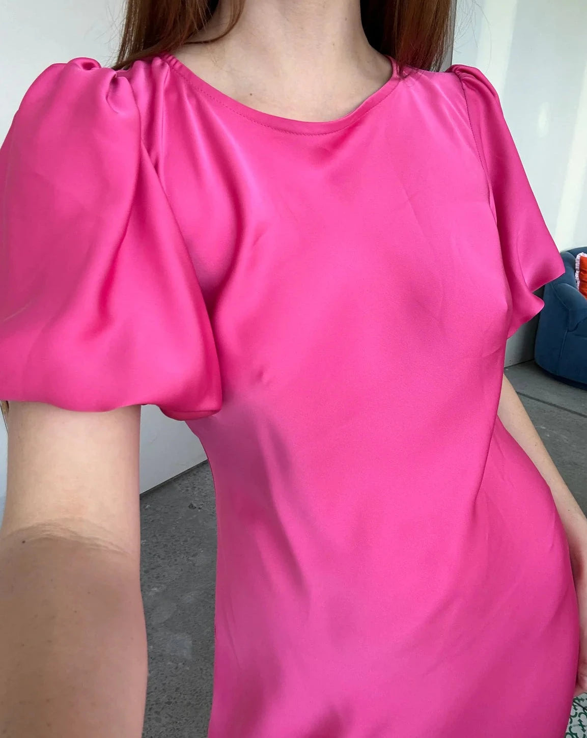 Kendall satin dress hot pink