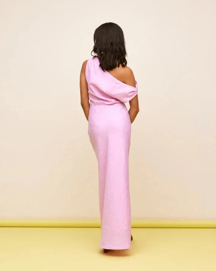 Melon linen maxi dress