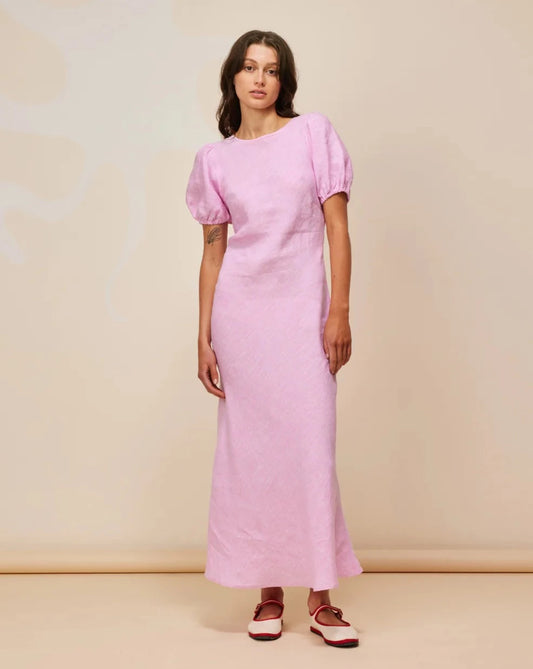 Kos linen dress pink