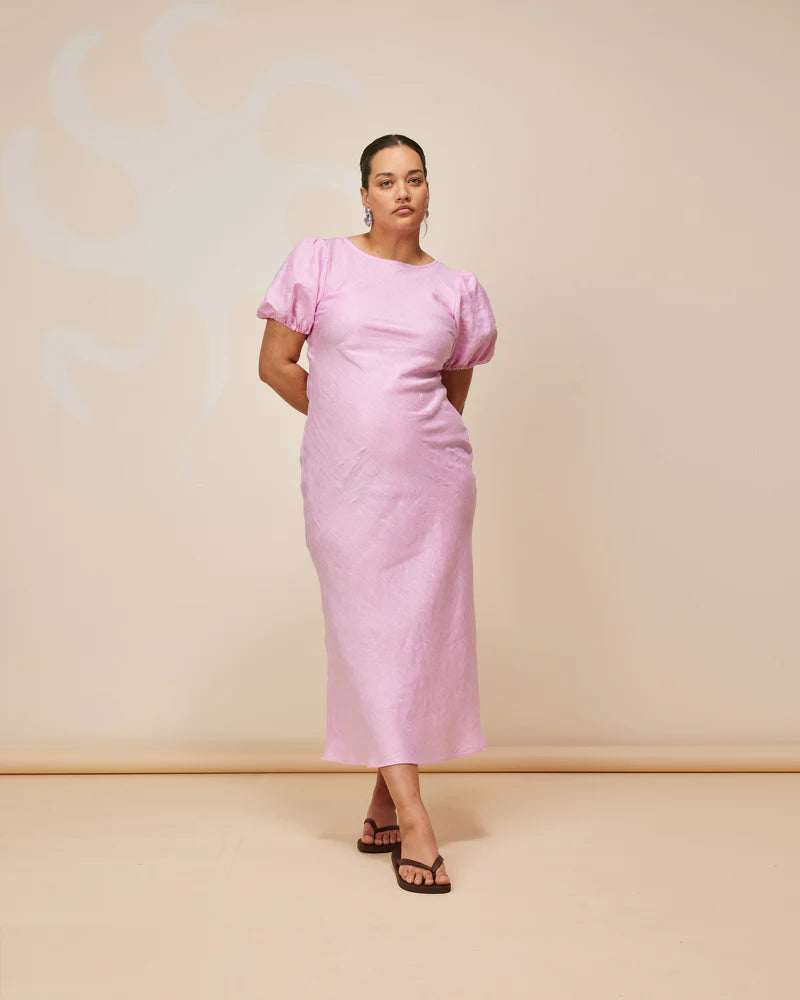 Kos linen dress pink