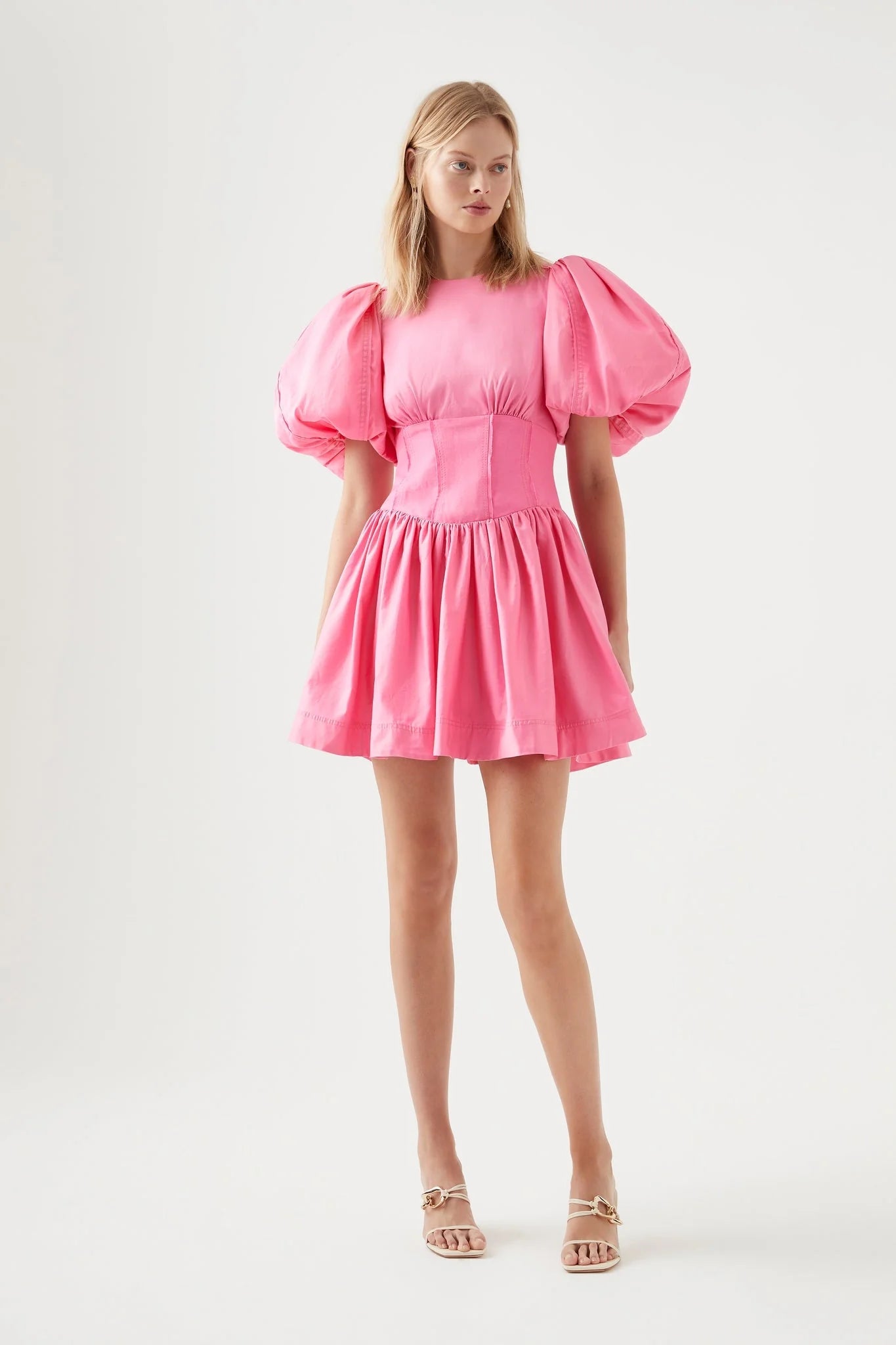 Gianna puff sleeve mini dress french rose pink