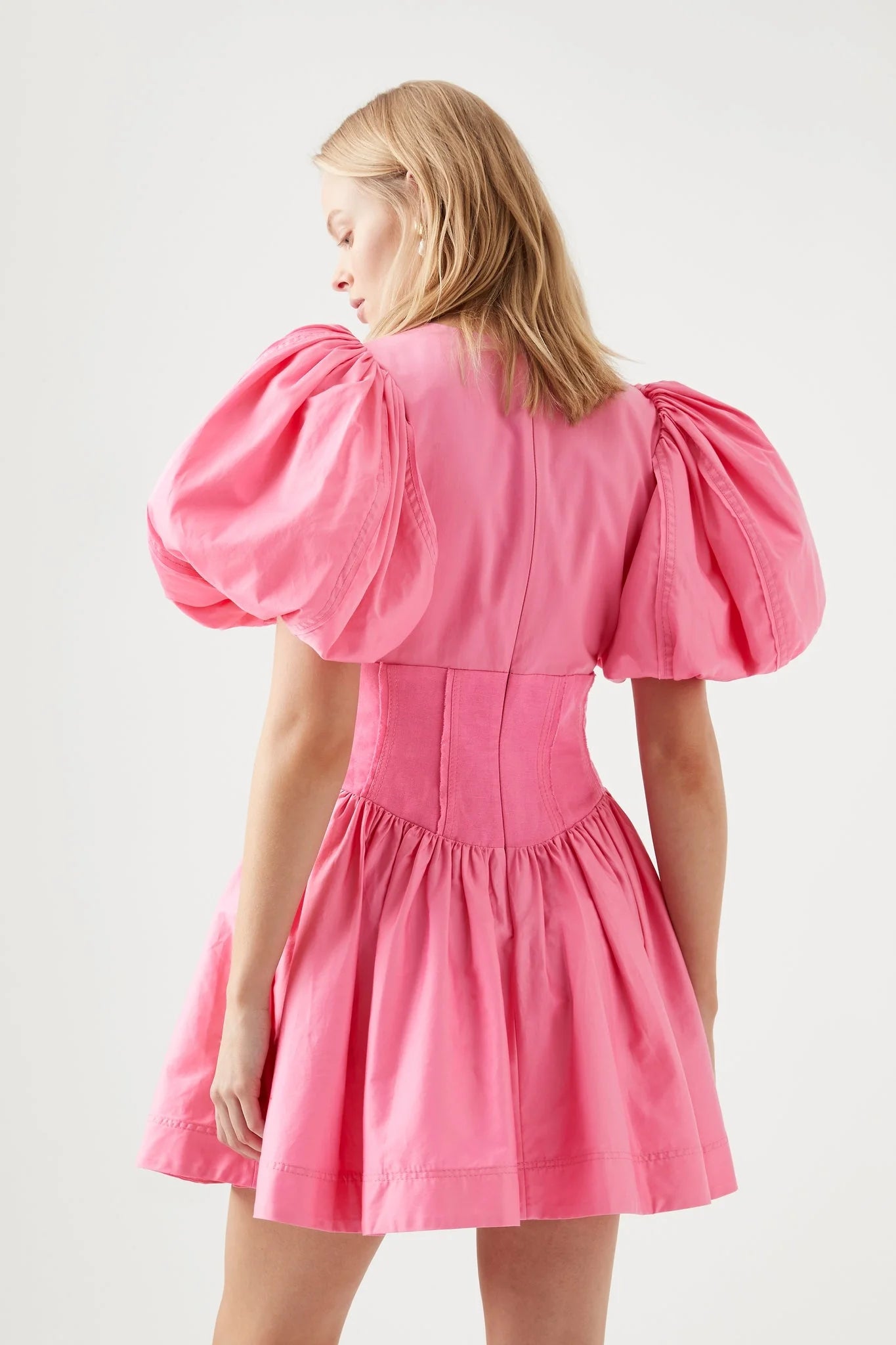 Gianna puff sleeve mini dress french rose pink