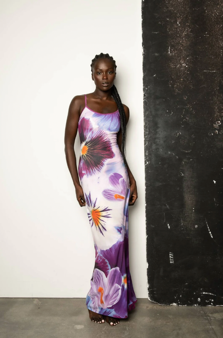 Indigo blossom slip dress