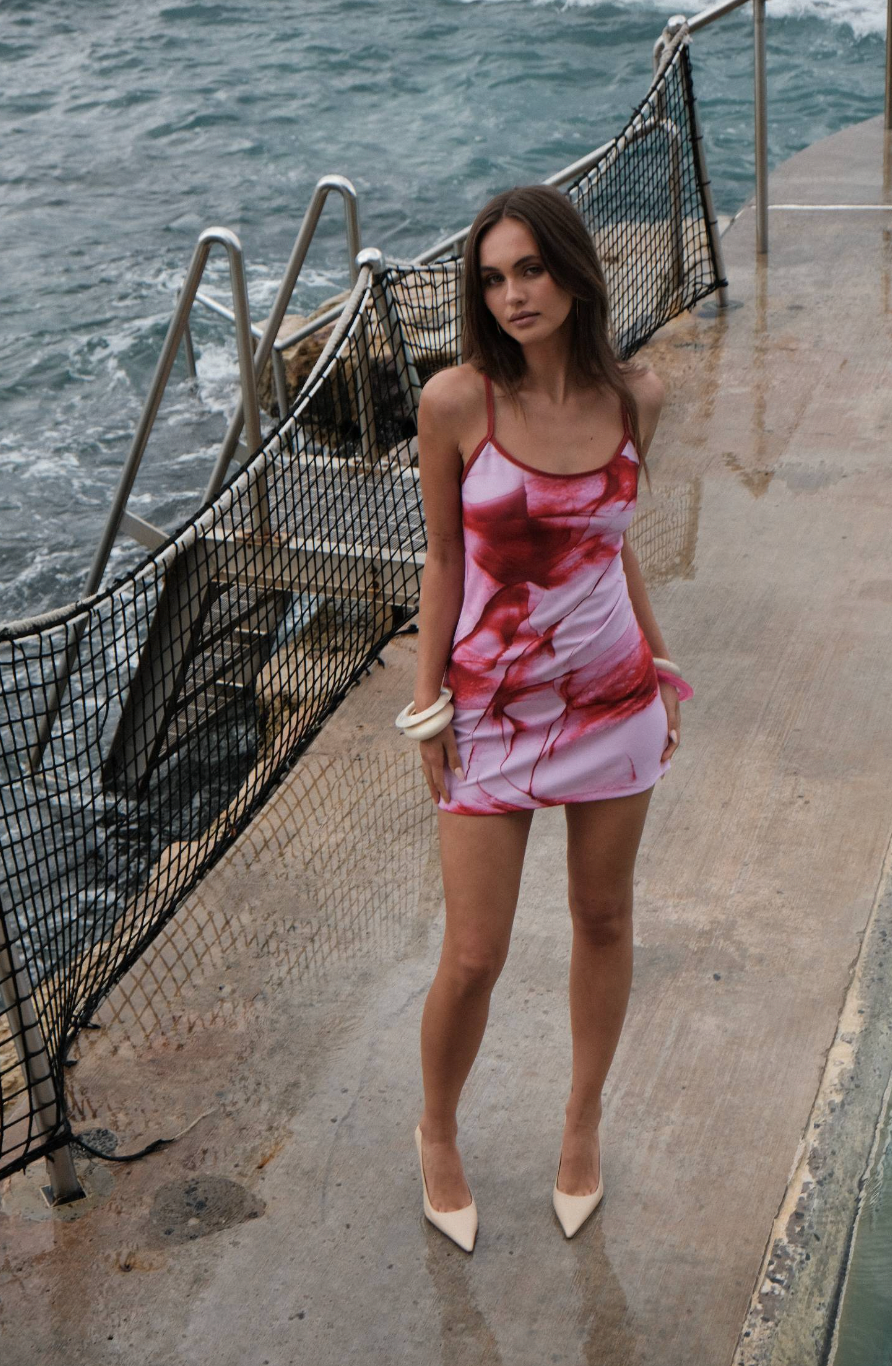 Mini slip dress blush graphite