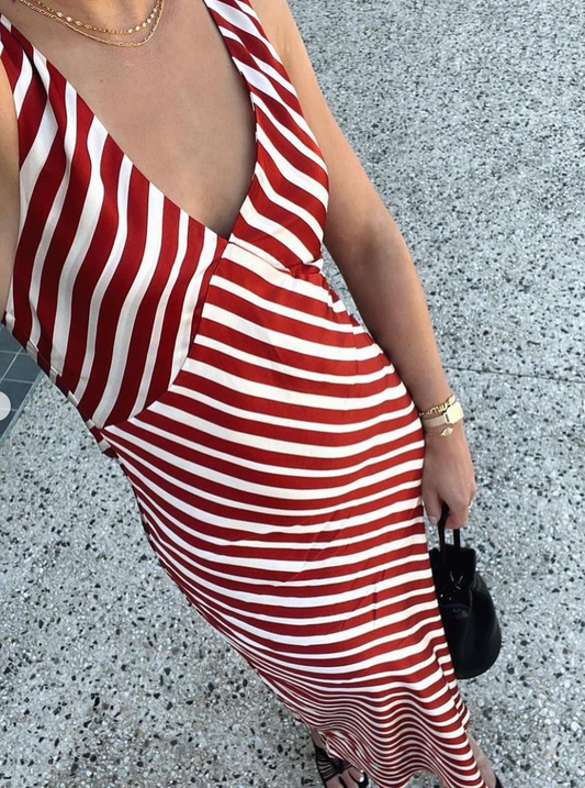 Sasha dress scarlet stripe