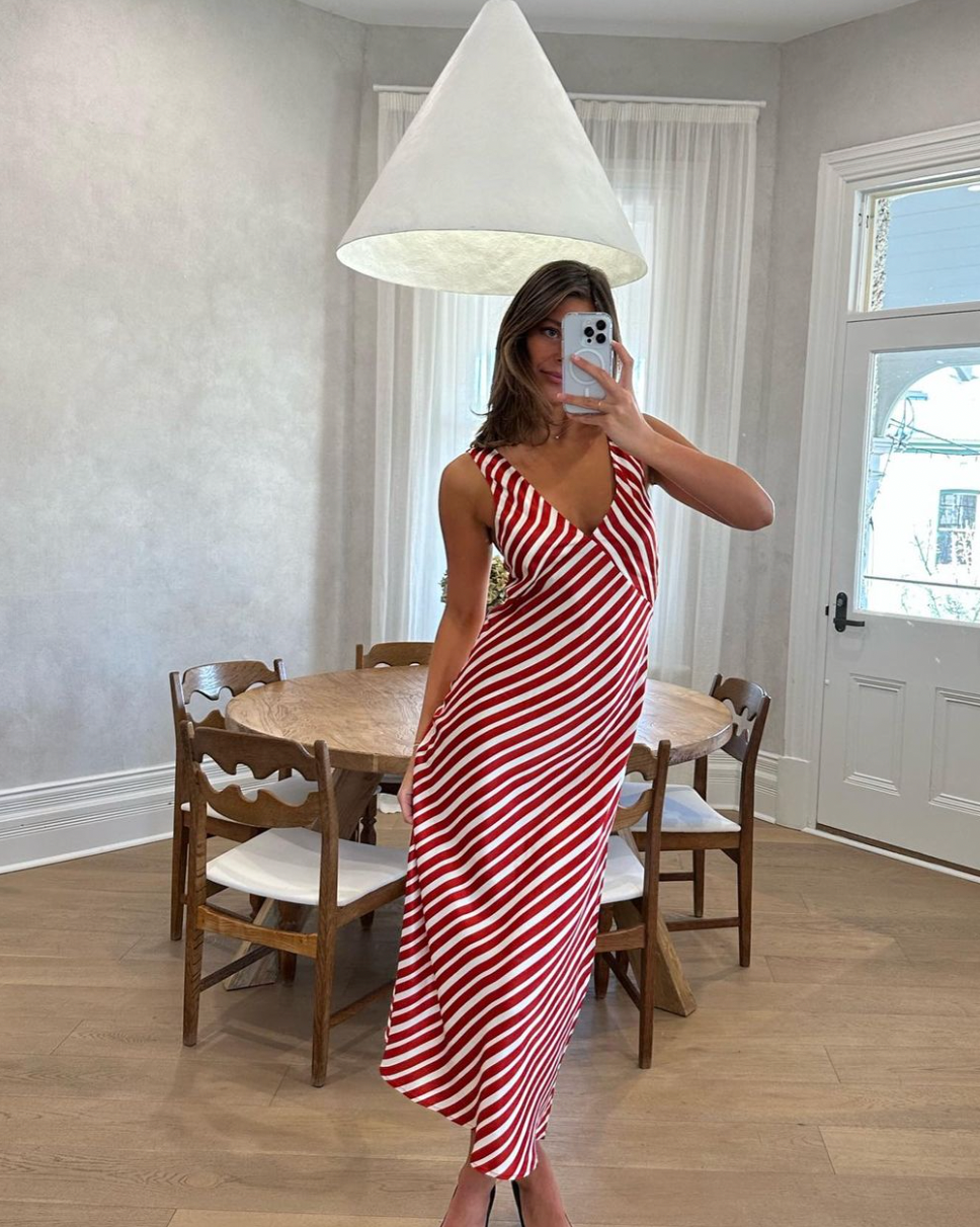 Sasha dress scarlet stripe