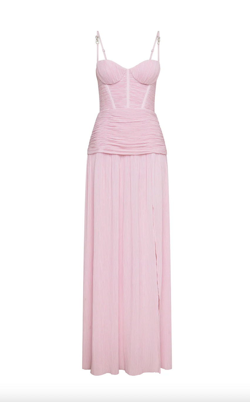 Double time pleat dress Hydrangea