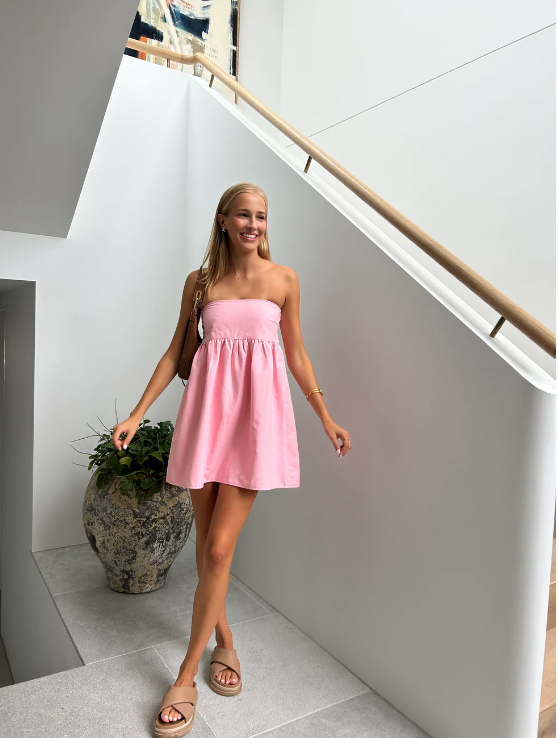 The Charlotte mini dress in baby pink