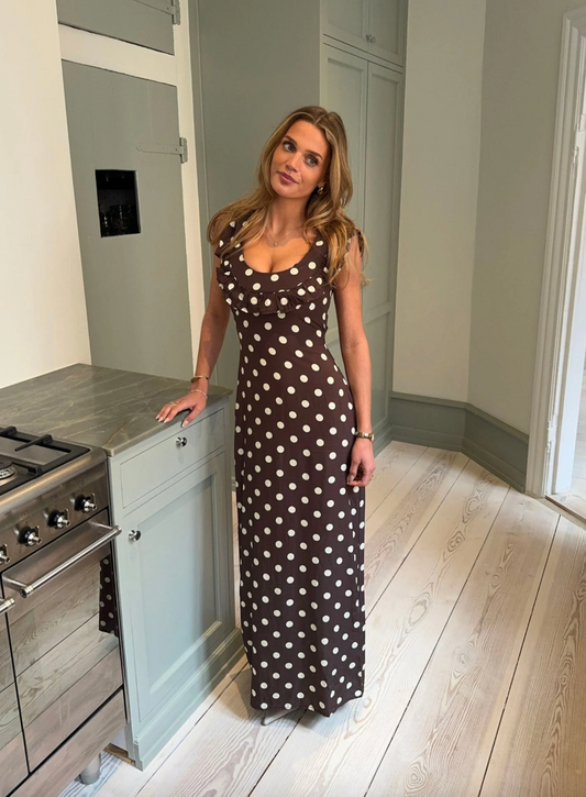 Luna polka dot dress brown/yellow