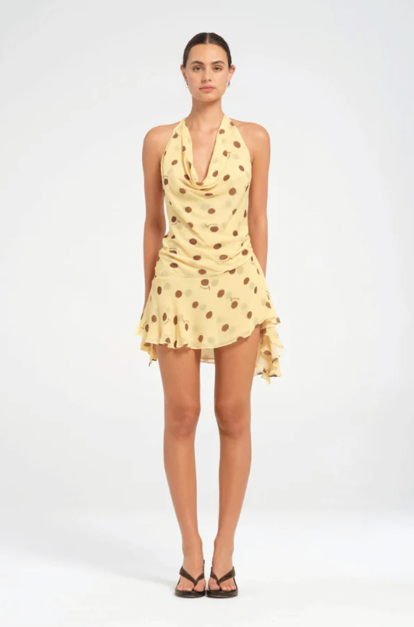 Harlow polka halter dress butter spot
