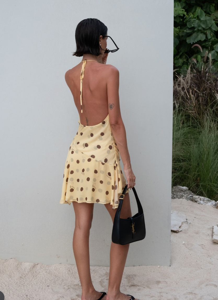 Harlow polka halter dress butter spot