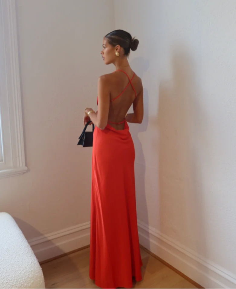Saturation point slip dress red