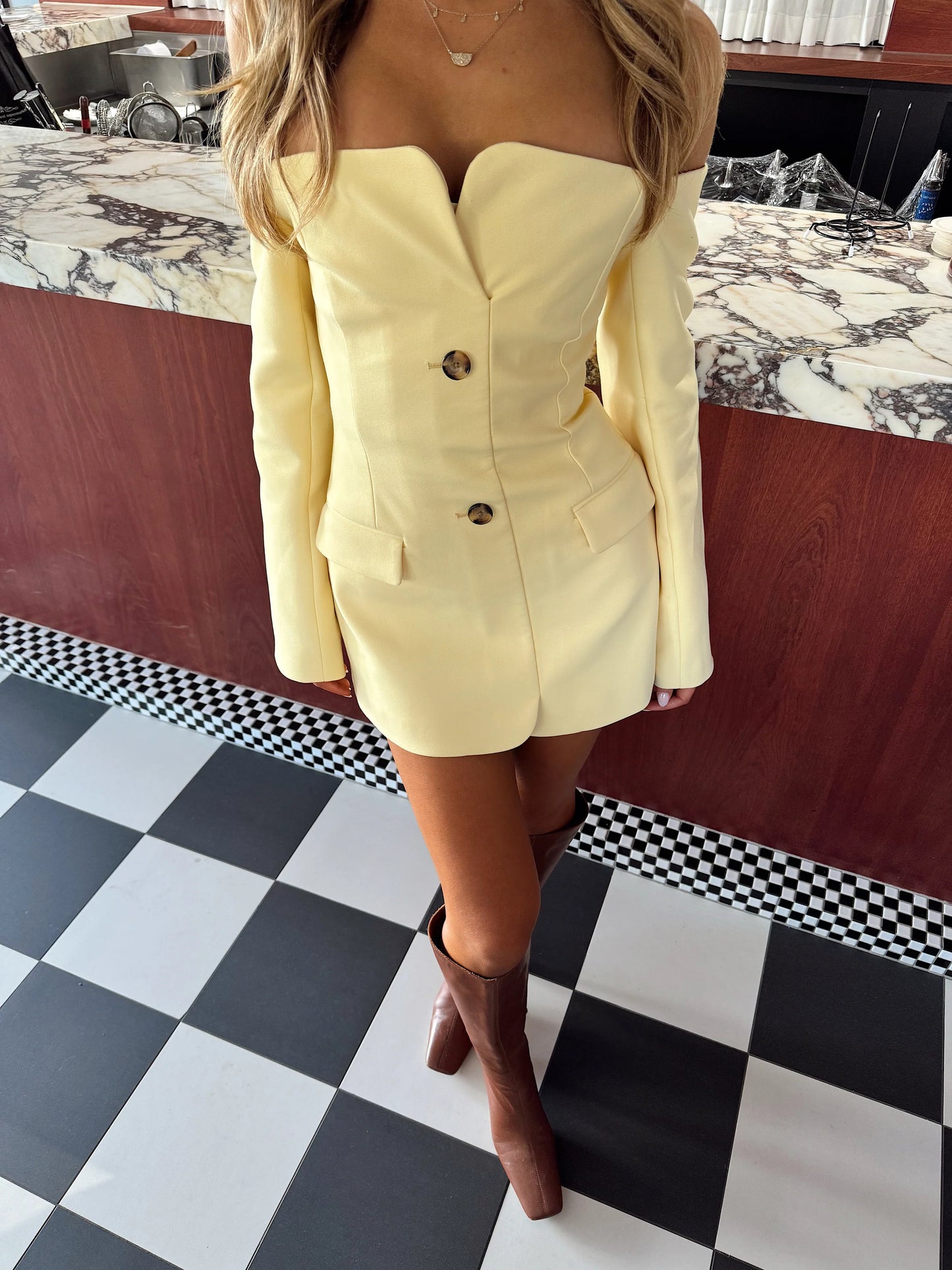Sandrine tailored mini dress limone